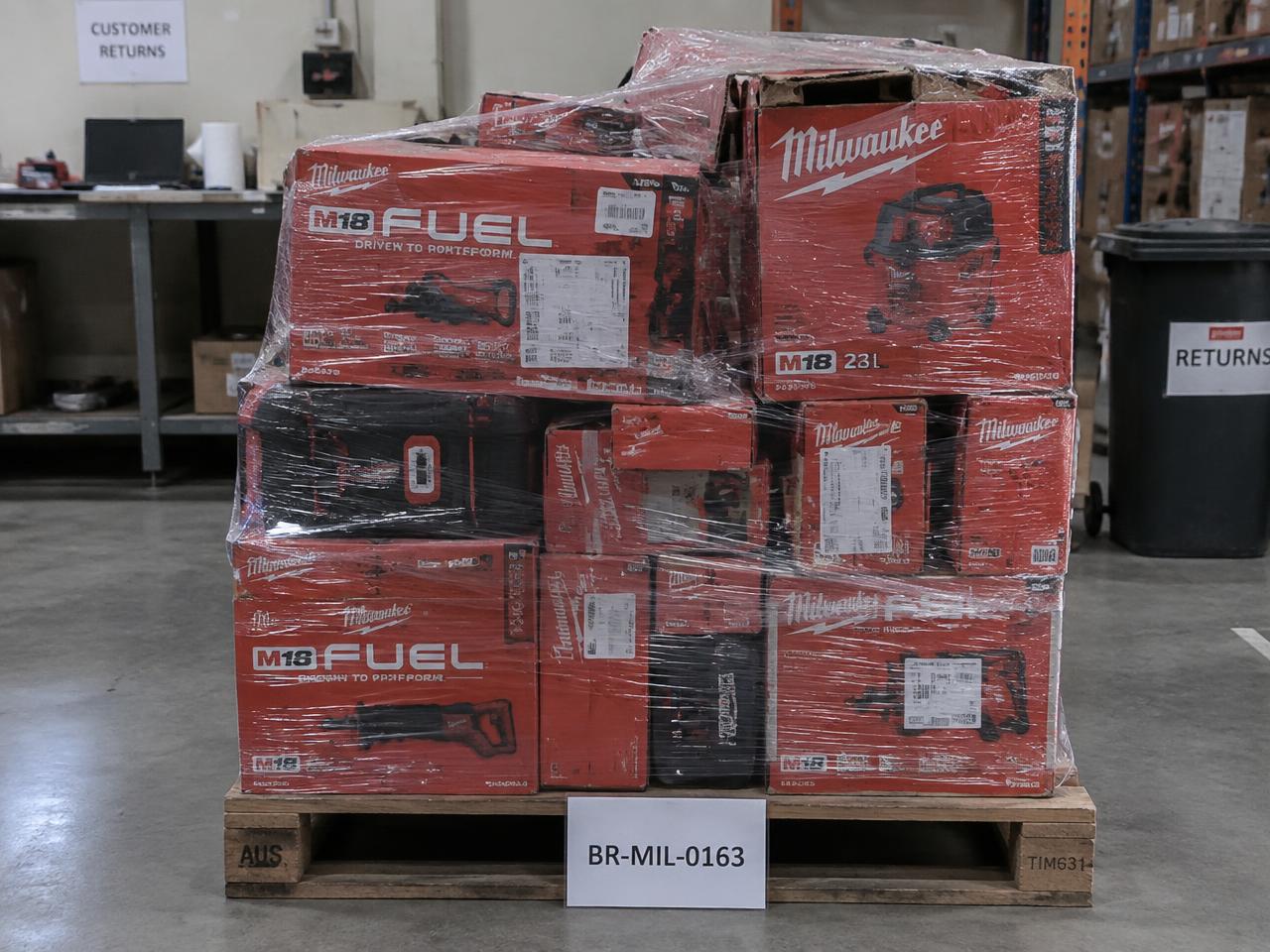 Milwaukee New Overstock Pallet — Unused Wholesale Stock, new overstock wholesale professional tools pallet BR-MIL-0163 in Melbourne