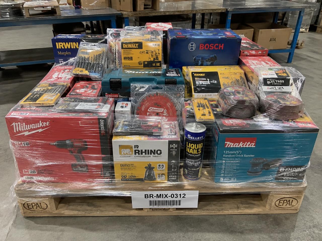 Mixed New Overstock Pallet — Trade Consumables & Power Tools